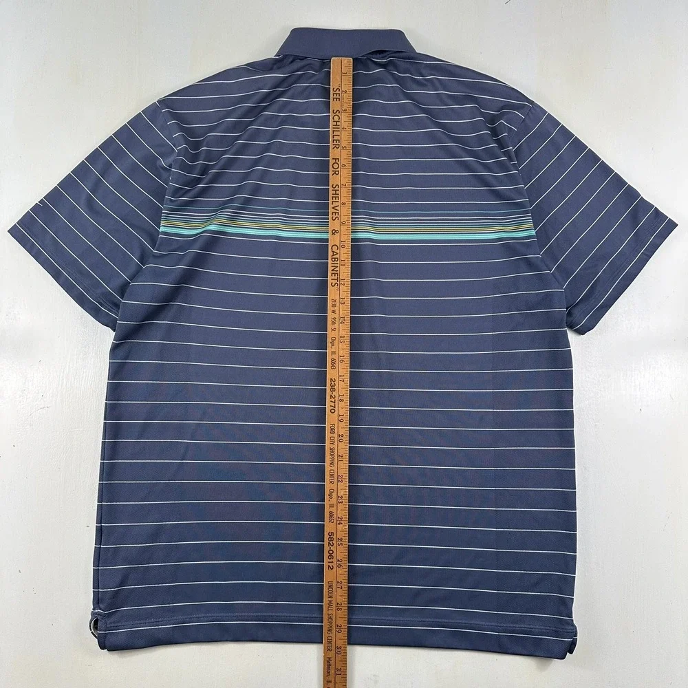 Nike Golf Fit Dry Polo Shirt Men XL Blue Green Stripes Logo X-Large Performance‎
